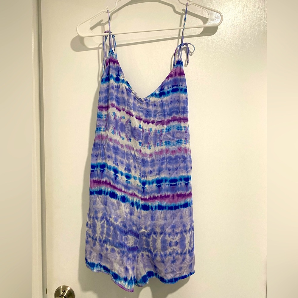 NWT Wild Honey x Forever 21 tie cami top romper tie dye blue purple size Medium